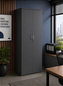 Armário Extra Alto 2 Portas Fechado Escritório Home Office Base em Aço 18 mm Chave Piso Teto