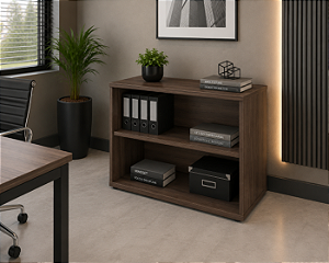 Armário Baixo Aberto Estante Livros Escritório Home Office 0,75 x 0,80 x 0,47 m Prateleira 25 mm