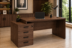 Mesa Reta Escritório Com 4 Gavetas Chave Corporativa 40 mm 1,34 x 0,60 m Home Office Corporativa