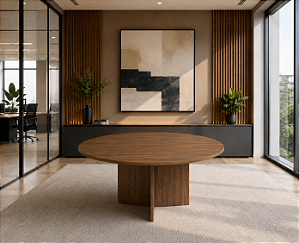 Mesa para Sala de Reunião Redonda 0,90 x 0,75 m 40 mm Escritório Corporativo