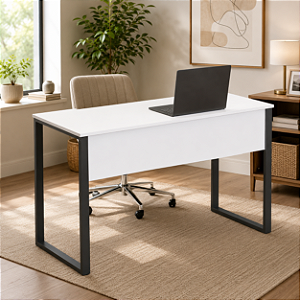 Mesa para Escritório Reta Home Office Pé em Aço Tubular 1,20 x 0,50 m 15 mm Escrivaninha