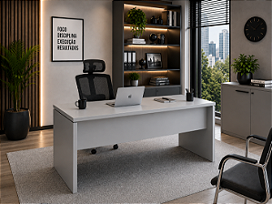 Mesa Reta Pé Painel para Escritório 1,80 x 0,70 m 40 mm Home Office Escrivaninha