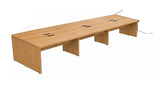 Plataforma de Trabalho 6 Lugares Pé Painel 4,05 x 1,20 m 40 mm Corporativa Com Caixa de Tomada