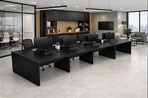 Plataforma de Trabalho 4,80 x 1,20 m 40 mm 8 Lugares Pé Painel Corporativa Com Caixa de Tomada
