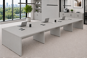 Plataforma de Trabalho 5,40 x 1,20 m 40 mm 8 Lugares Pé Painel Corporativa Com Caixa de Tomada