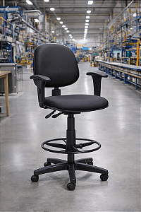 Cadeira Caixa Alta Executiva Ergonômica Aro Back System Braço Regulável Supermercado Padaria Recepção