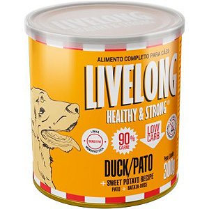 Alimento Úmido Lata Livelong Cães sabor Pato 300g