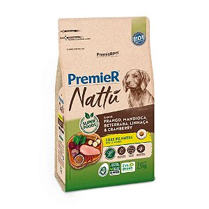 Ração Seca Premier Nattu Cães Filhotes sabor Frango e Mandioca