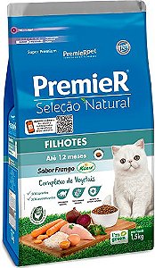 Ração Seca Premier Seleção Natural Gatos Filhotes sabor Frango 1,5kg