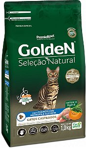 Ração Seca Golden Seleção Natural Gatos Castrados sabor Frango com Abóbora e Alecrim