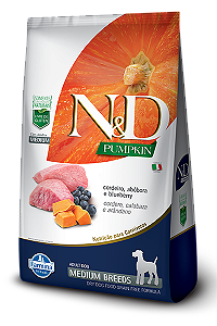 Ração Seca N&D Canine Pumpkin Adult Medium sabor Cordeiro, Abóbora e Blueberry