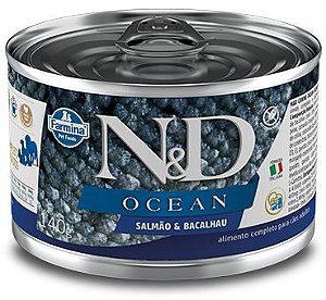 Alimento Úmido Lata N&D Canine Ocean Adult sabor Salmão e Bacalhau 140g