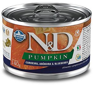 Alimento Úmido Lata N&D Canine Pumpkin Adult sabor Cordeiro, Abóbora e Blueberry 140g