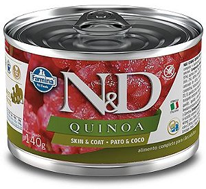 Alimento Úmido Lata N&D Canine Quinoa Skin&Coat sabor Pato & Coco 140g