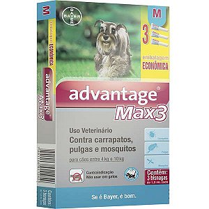 Antipulgas e Carrapatos Elanco Bayer Advantage Max 3 M 1,0ml para Cães de 4 a 10kg