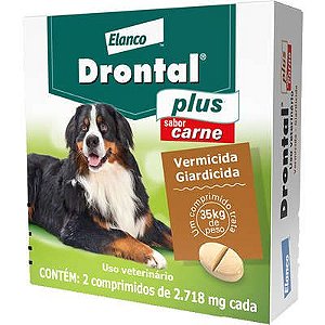 Vermífugo Elanco Drontal Plus Sabor Carne 2.718mg 35kg 2 Comprimidos