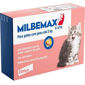 Vermífugo Elanco Milbemax para Gatos ate 2kg 2 Comprimidos