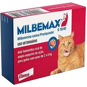Vermífugo Elanco Milbemax para Gatos de 2 a 8kg 2 Comprimidos