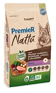 Ração Seca Premier Nattu Cães Sênior sabor Frango e Mandioca 10,1kg