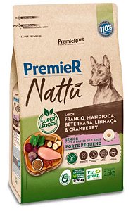 Ração Seca Premier Nattu Porte Pequeno Sênior sabor Frango e Mandioca