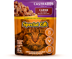 Alimento Úmido Sachê Special Cat Castrado sabor Carne 85g