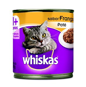 Alimento Úmido Lata Whiskas Gatos Adultos 1+ sabor Frango ao Patê 290g