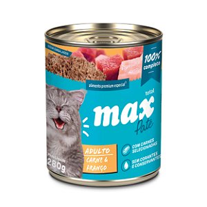 Alimento Úmido Lata Patê Max Cat Adultos sabor Carne e Frango 280g