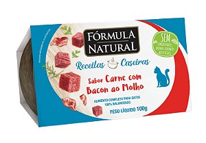 Alimento Úmido Fórmula Natural Receitas Caseiras Gato Adulto sabor Carne com Bacon ao Molho 100g