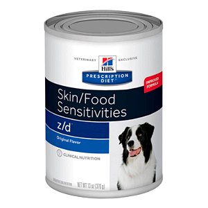 Alimento Úmido Lata Hills Canino Prescription Diet Z/D Alergias Alimentares e da Pele 370g
