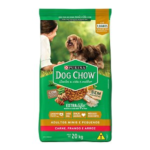 Ração Seca Dog Chow Cão Adulto porte Mini e Pequeno sabor Carne, Frango e Arroz
