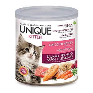 Alimento Úmido Unique Kitten Gato Filhote sabor Salmão, Frango, Arroz e Legumes 300g