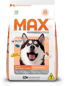 Ração Seca Max Cães Sênior Raças Médias e Grandes sabor Frango e  Arroz