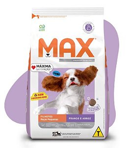 Ração Seca Max Cães Filhotes Raças Pequenas sabor Frango e Arroz