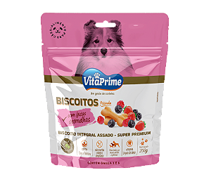 Biscoito Integral VitaPrime Cães Adultos e Filhotes Todas as Raças sabor Frutas Vermelhas 200g