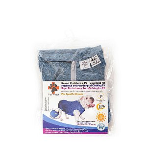 Roupa Pós Cirúrgica Pet Med Duo Dry Fit Regular Castração Buldogue Inglês Macho Azul