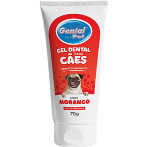 Gel Dental Genial Pet Cães sabor Morango 70g