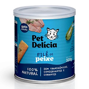 Alimento Úmido Lata Pet Delícia Receitas Clássicas Gatos Adultos sabor Filé de Peixe 320g