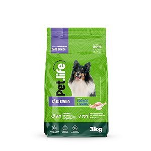 Ração Seca Pet.life Cães Sênior sabor Frango e Arroz