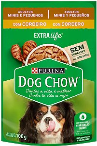 Alimento Úmido Sachê Dog Chow Cão Adulto porte Mini e Pequeno sabor Cordeiro