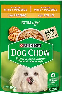 Alimento Úmido Sachê Dog Chow Cão Adulto porte Mini e Pequeno sabor Frango
