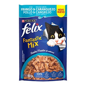 Alimento Úmido Sachê Felix sabor Fantastic Mix com Frango e Caranguejo