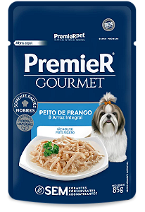 Alimento Úmido Sachê Premier Gourmet Cães Adultos Porte Pequeno sabor Peito de Frango e Arroz Integral