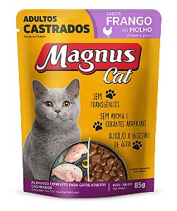 Alimento Úmido Sachê Magnus Cat Castrados sabor Frango ao Molho