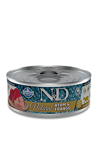 Alimento Úmido Lata N&D Feline Natural sabor Atum e Frango 80g