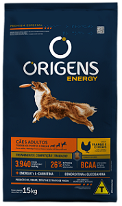 Ração Seca Origens Energy Cães Adultos sabor Frango e Cereais