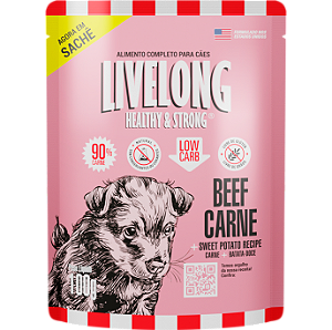 Alimento Úmido Sachê Livelong Cães sabor Carne 100g