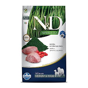 Ração Seca N&D Canine Spirulina Adult Medium e Maxi sabor Cordeiro, Spirulina e Goji Berry 10,1kg