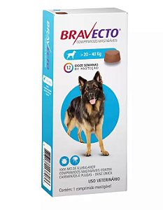 Antipulgas e Carrapatos Bravecto MSD Comprimido Cães 20 a 40kg