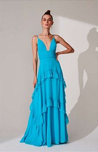 VESTIDO BABADOS - AZUL | REF: 17899