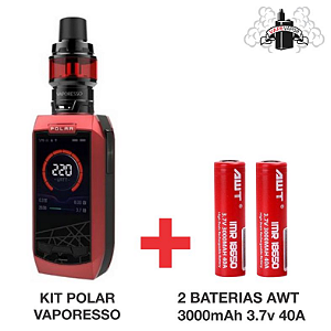 Combo Kit POLAR 220w - Vaporesso + 2 Baterias AWT 18650